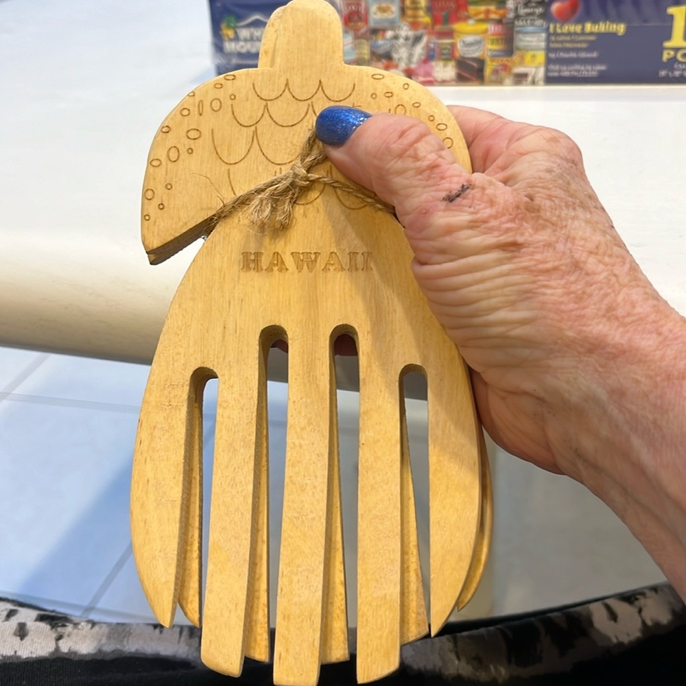 Hawaiian salad tongs! Pure wood. Brand new.